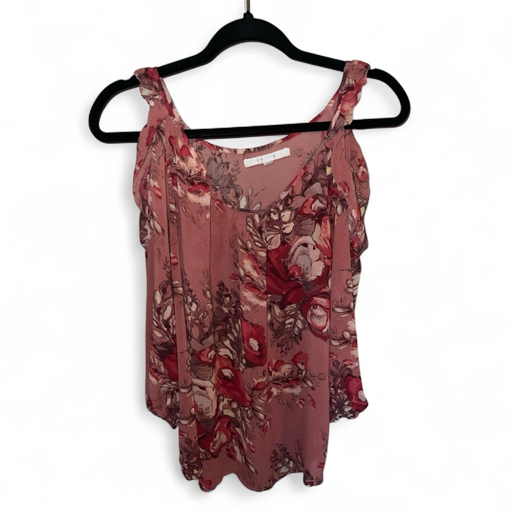 LAUREN CONRAD LC Pink Flowy Extra Large Floral Lightweight Tank Top XL EUC